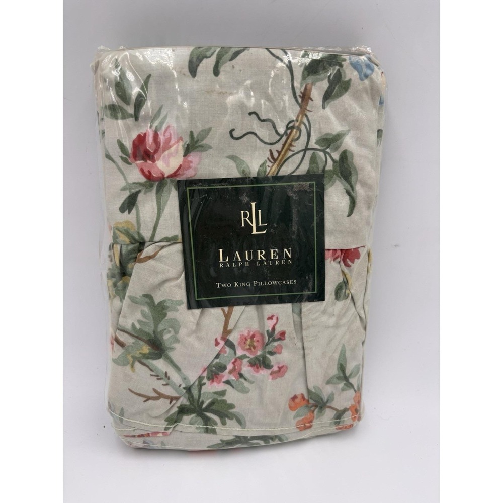 Ralph Lauren‎ *TOULOUSE" Floral King Ruffle Pillowcases (2) Rare VTG
